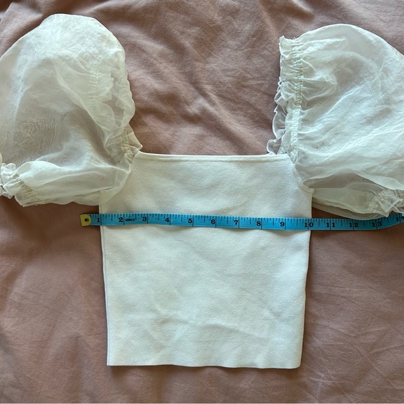 🤍 Aritzia Sheer Puff-Sleeve Crop Top - Picture 6 of 7
